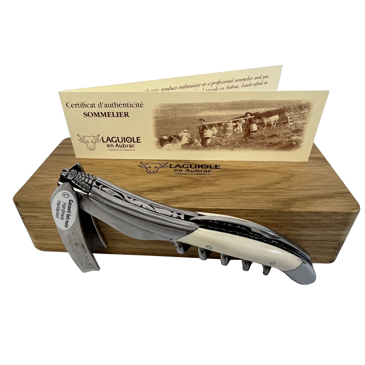 Laguiole en Aubrac Sommelier Waiter's Corkscrew DeLuxe No 7 with Mammoth Ivory Handle - LaguioleEnAubracShop