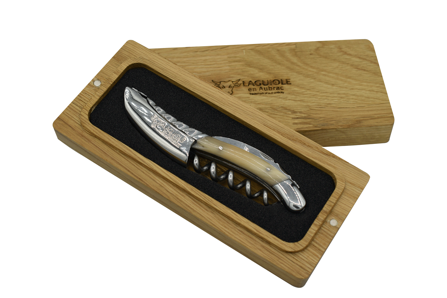 Laguiole en Aubrac Sommelier DeLuxe Waiter's Corkscrew with Solid Horn Handle & Twisted Bolster - LaguioleEnAubracShop