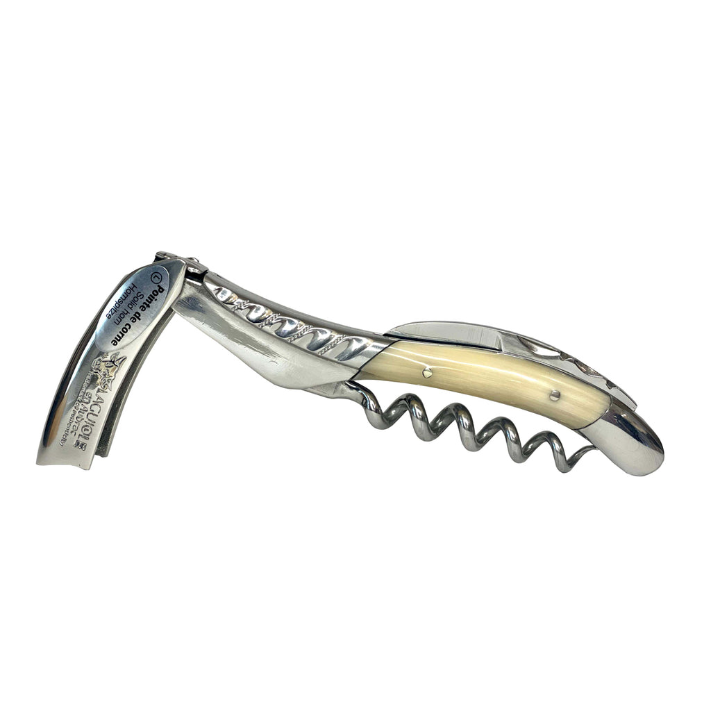 Laguiole en Aubrac Sommelier DeLuxe Waiter's Corkscrew with Solid Horn Handle & Twisted Bolster - LaguioleEnAubracShop