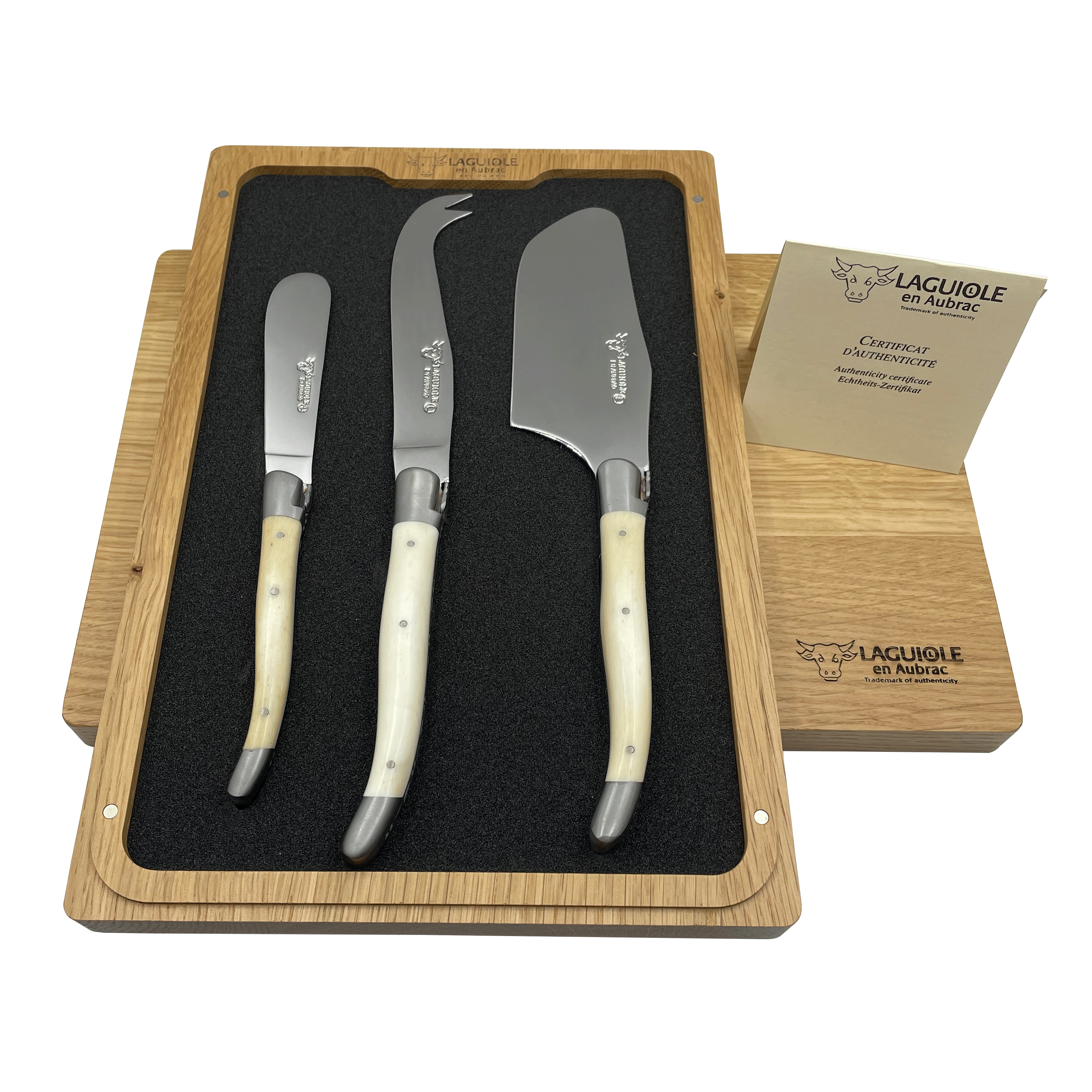 Laguiole en Aubrac 3-Piece Cheese Knife Set — Bone Handle