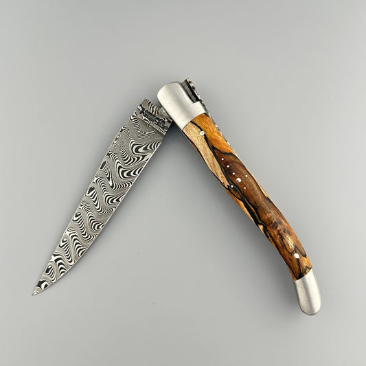 Laguiole en Aubrac Balbach Damascus Double-Plated Knife – Aubrac Wood