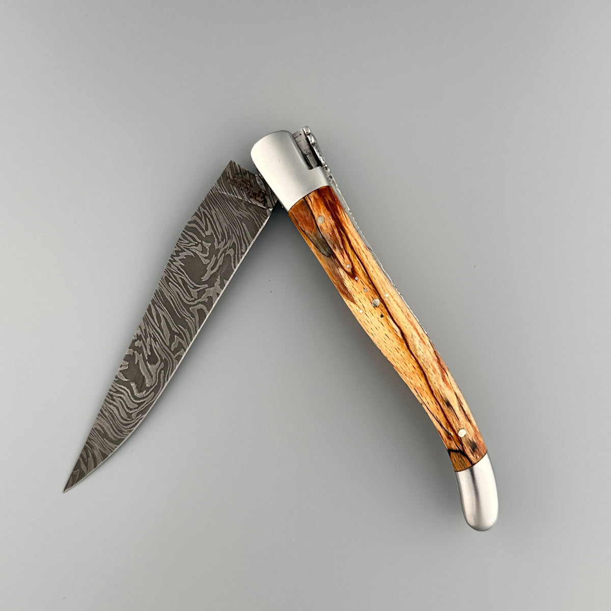 Laguiole en Aubrac Explosion Double Plated Damascus Folding Knife, Aubrac Wood Handle