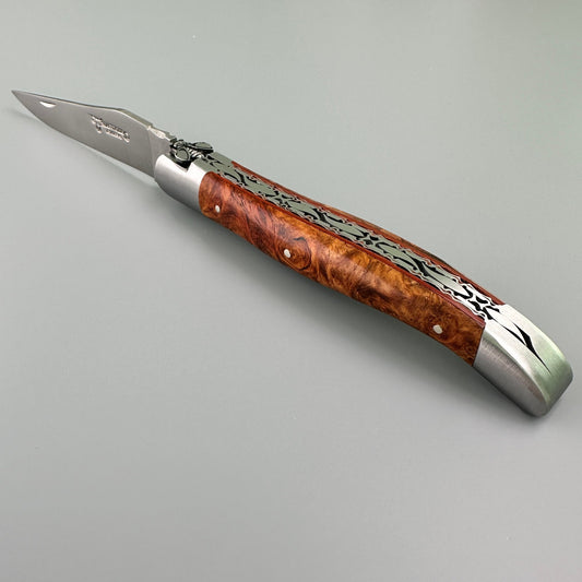 Laguiole en Aubrac Belle Pièce Double Plated Knife Amboyna Handle, 4.7"