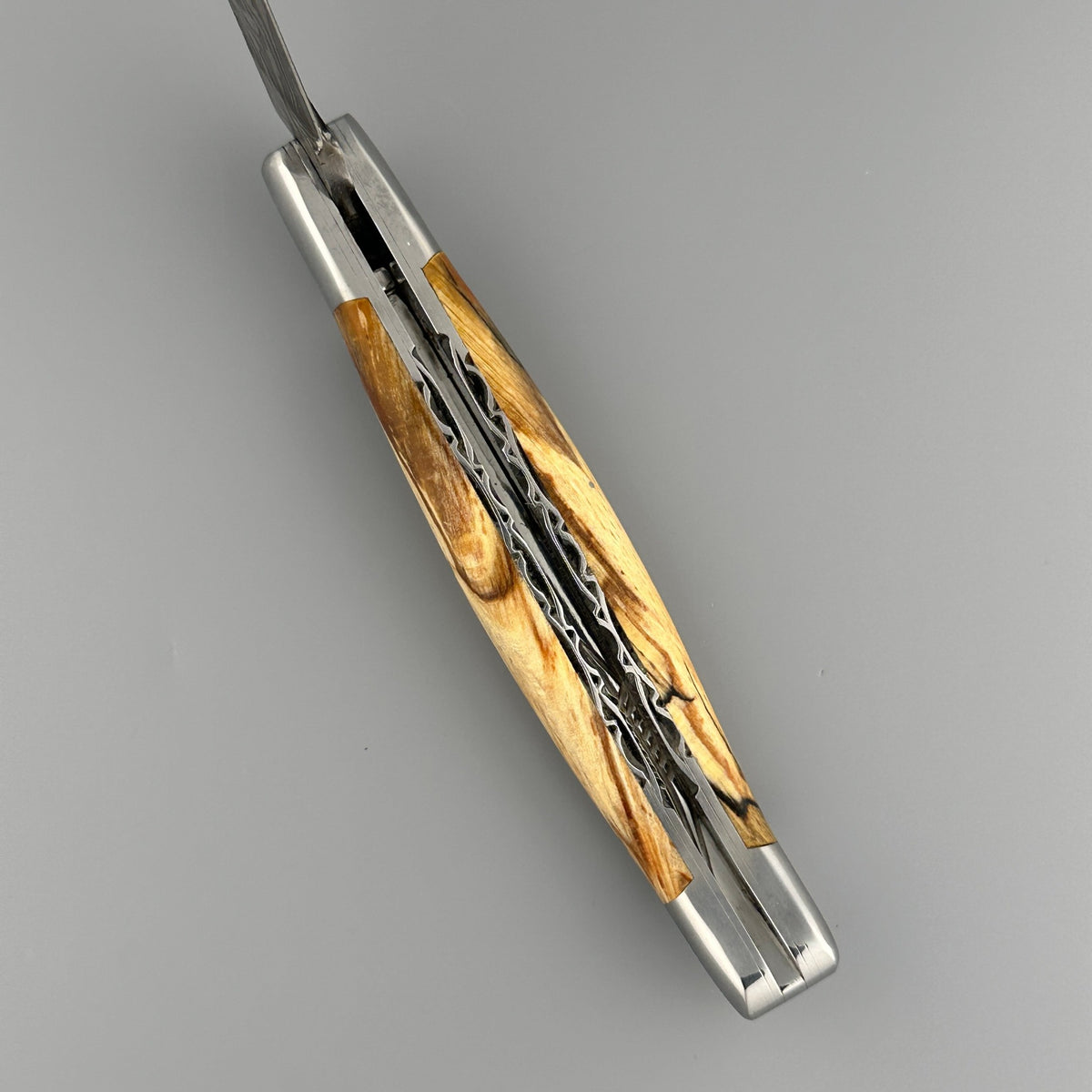 Laguiole en Aubrac Explosion Double Plated Damascus Folding Knife, Aubrac Wood Handle