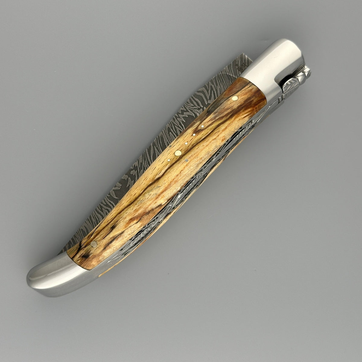 Laguiole en Aubrac Explosion Double Plated Damascus Folding Knife, Aubrac Wood Handle