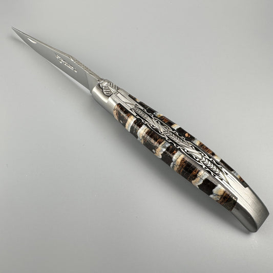 Laguiole en Aubrac Double-Plated Molar Knife – Brown & Blue, 4.75″