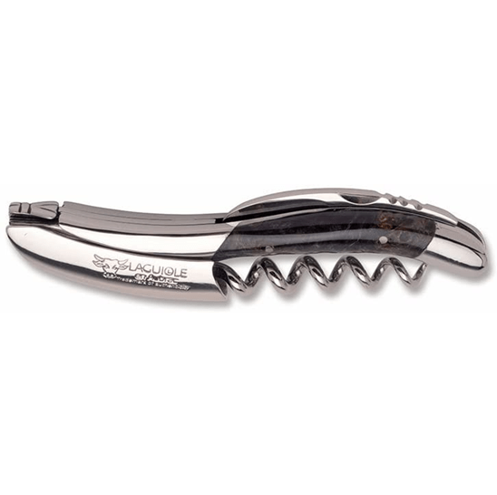Handcrafted Sommelier Waiter's Corkscrew with Stabilized Blackened Poplar Burl Handle, Polished Bolster by Laguiole en Aubrac