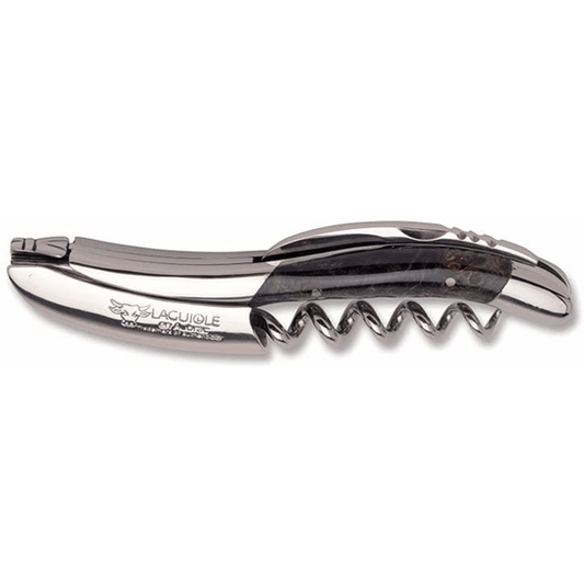 Handcrafted Sommelier Waiter's Corkscrew with Stabilized Blackened Poplar Burl Handle, Polished Bolster by Laguiole en Aubrac