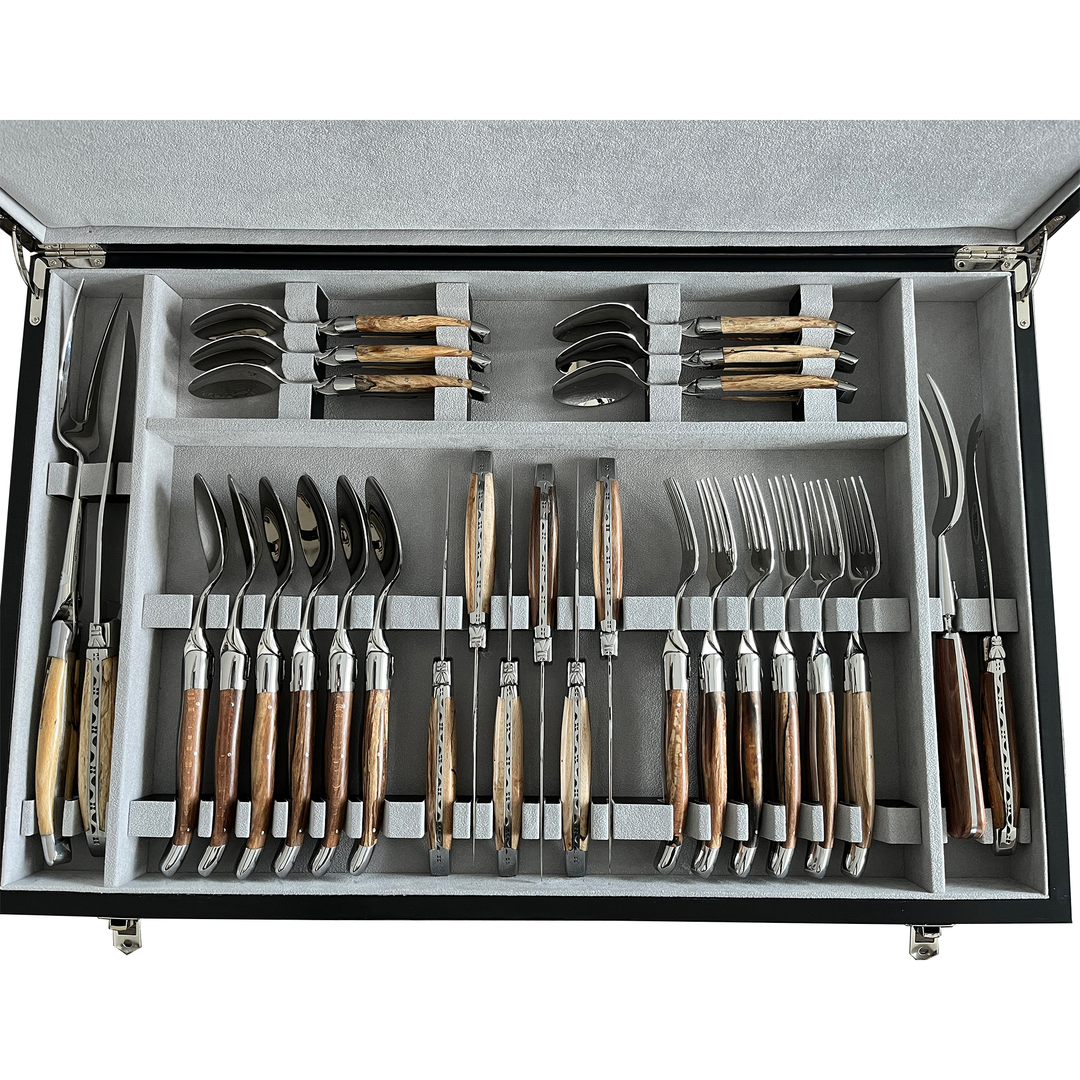 Laguiole en Aubrac Luxury 28ピース手作り食器セット、ジュニパー 