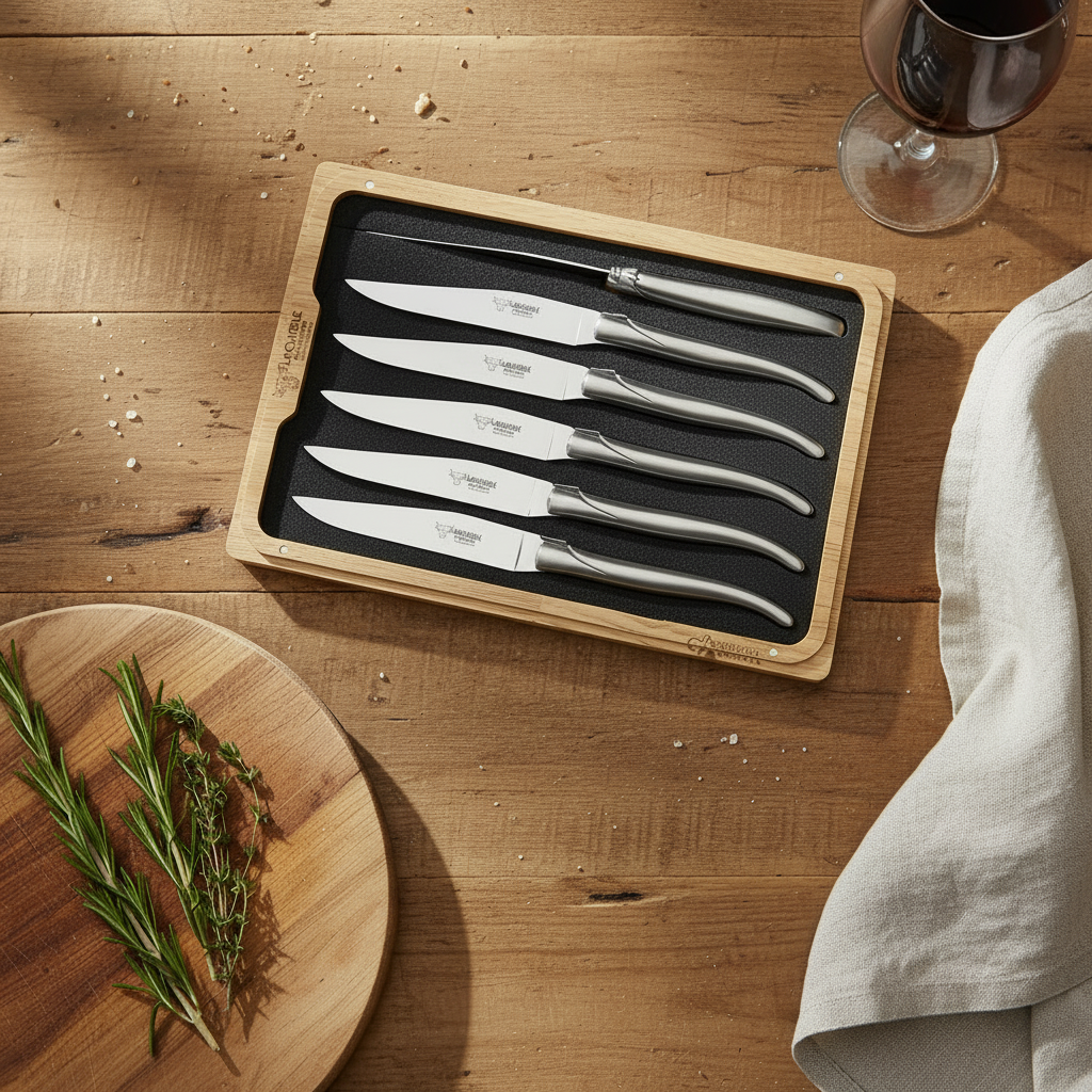 Laguiole en Aubrac Handcrafted 6-Piece Steak Knife Set with Matte