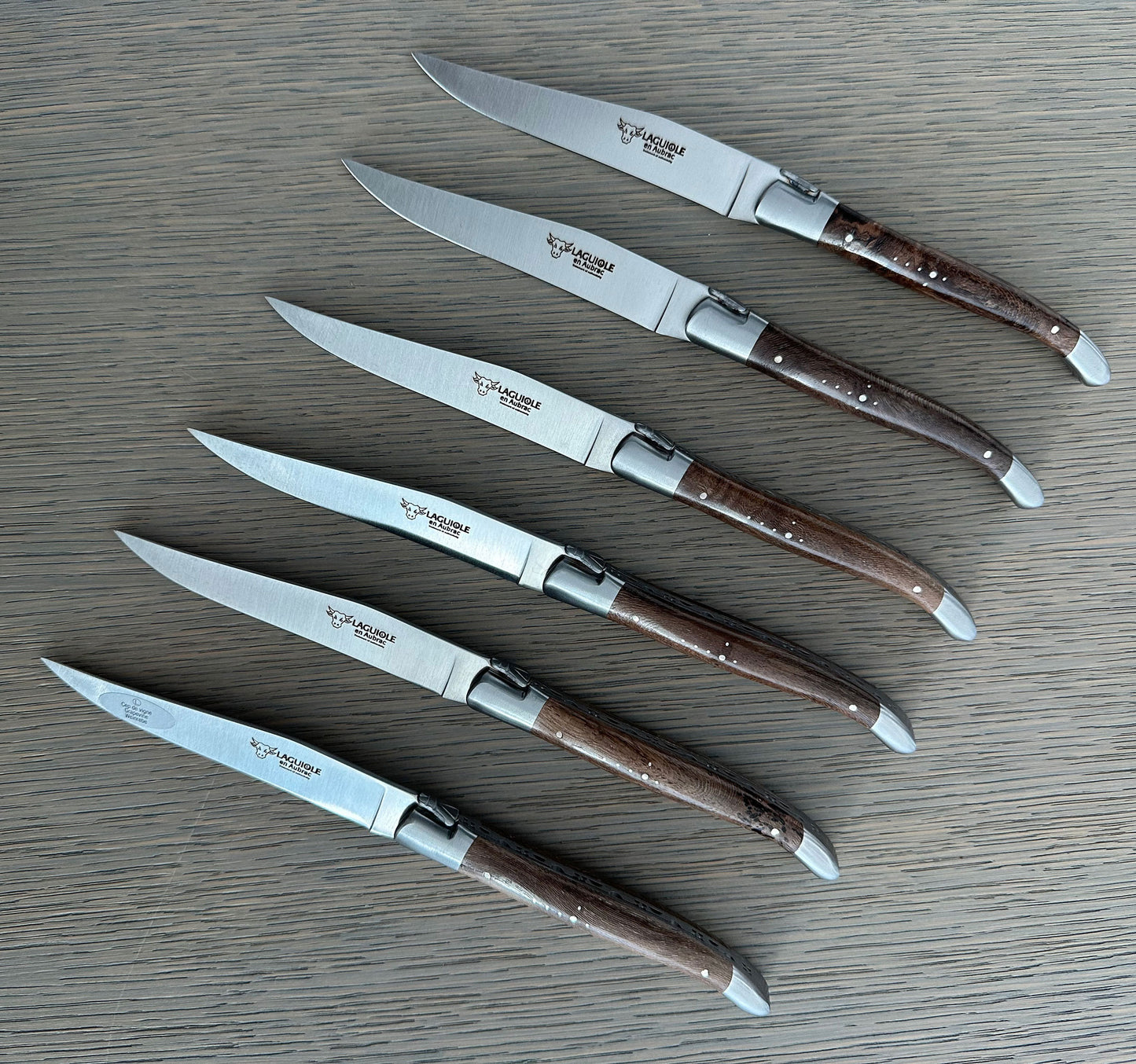 Laguiole en Aubrac Luxury Steak/Table Knives 6-Piece Set With Grapevine Wood Handle