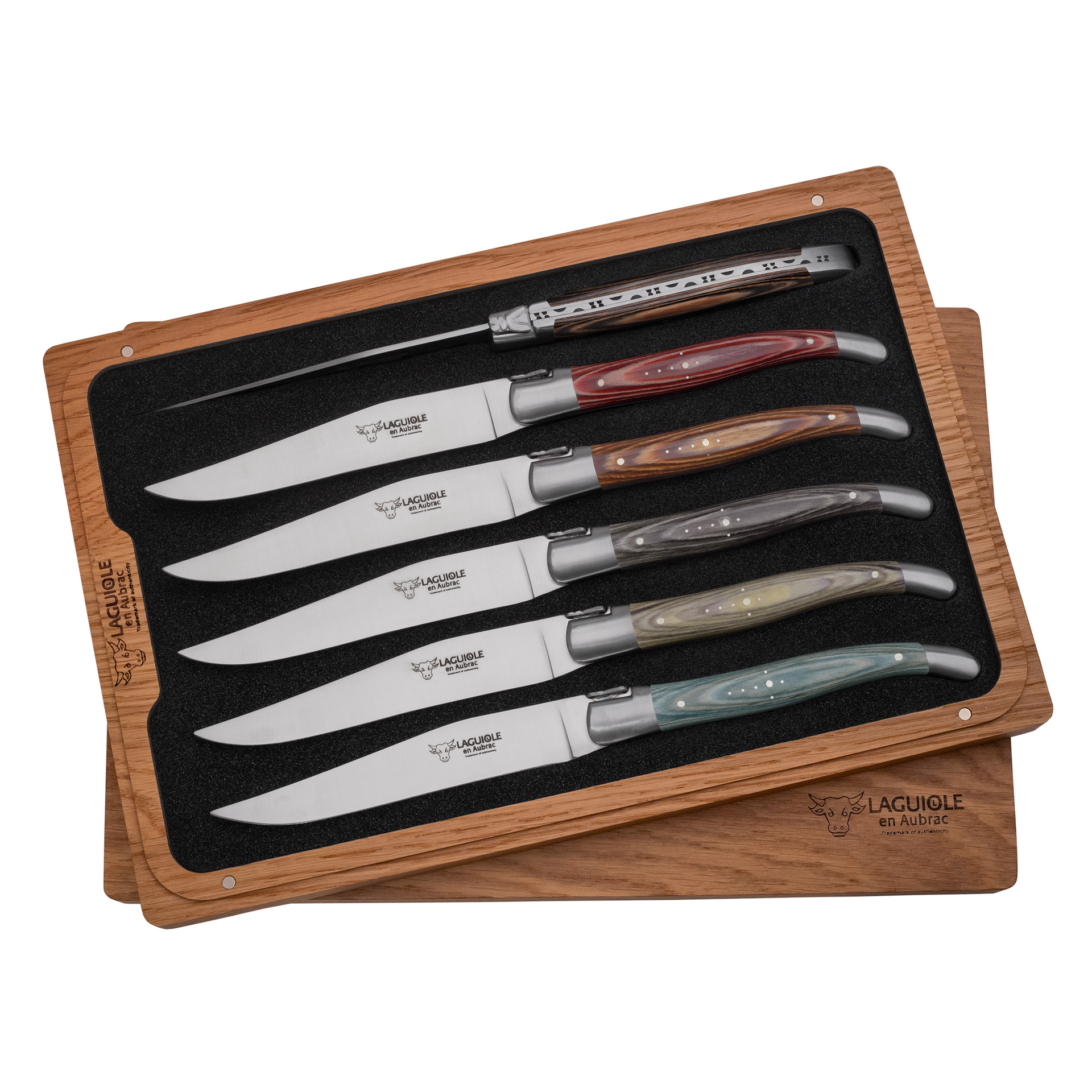 Laguiole en Aubrac Handcrafted 6-Piece Steak Knife Set with Mixed