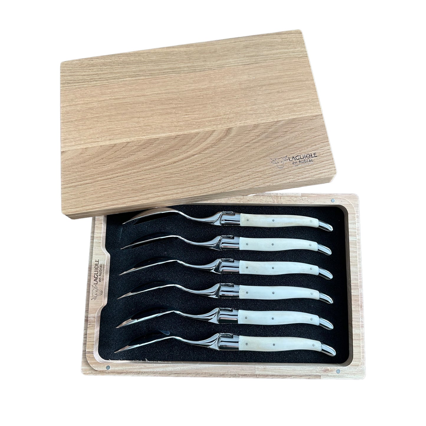 Laguiole en Aubrac Handcrafted 6-Piece Dinner Spoon Set with Bone Handles