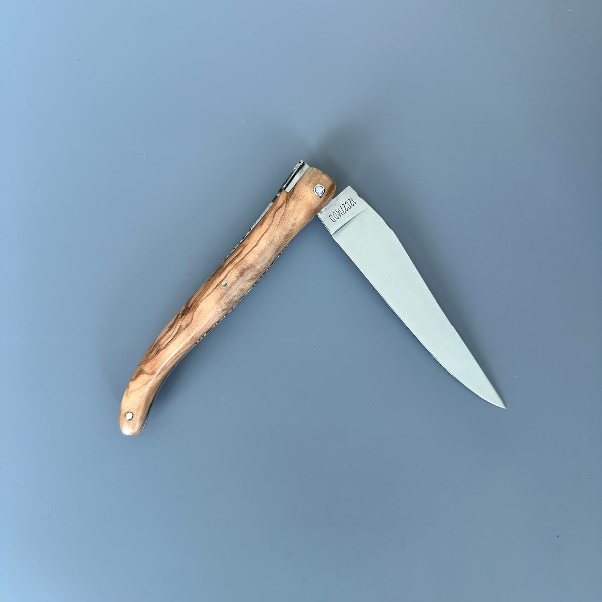 Laguiole Belle Piece Olive Wood partially Open reverse view