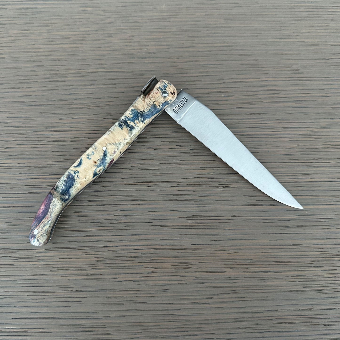 Laguiole en Aubrac Folding Knife Cosmos Series with Big Bang Bee, Fire Elder Burl, 4.8-in