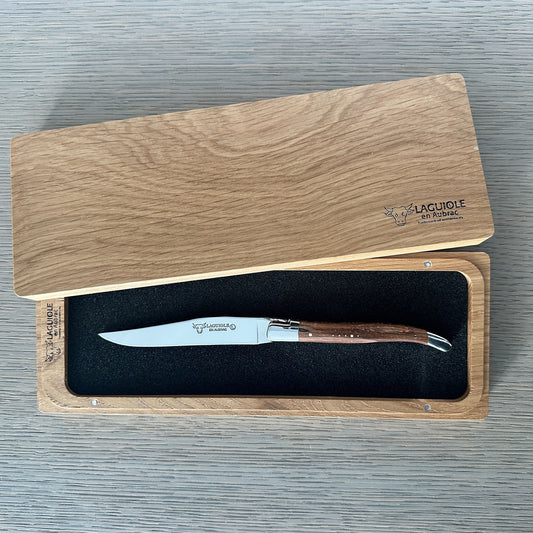 Laguiole en Aubrac Steak Knife Set with Aubrac Wood Handle, Polished Bolsters