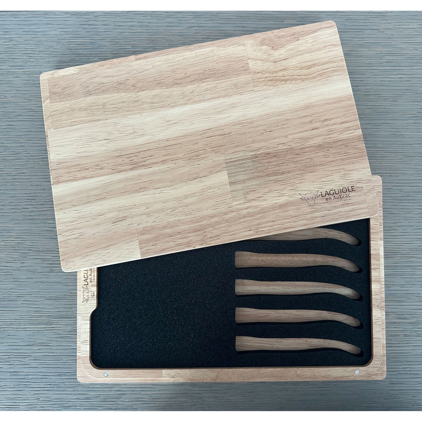 Laguiole en Aubrac Oak Wood Storage Case for Steak Knives, 6 Slots