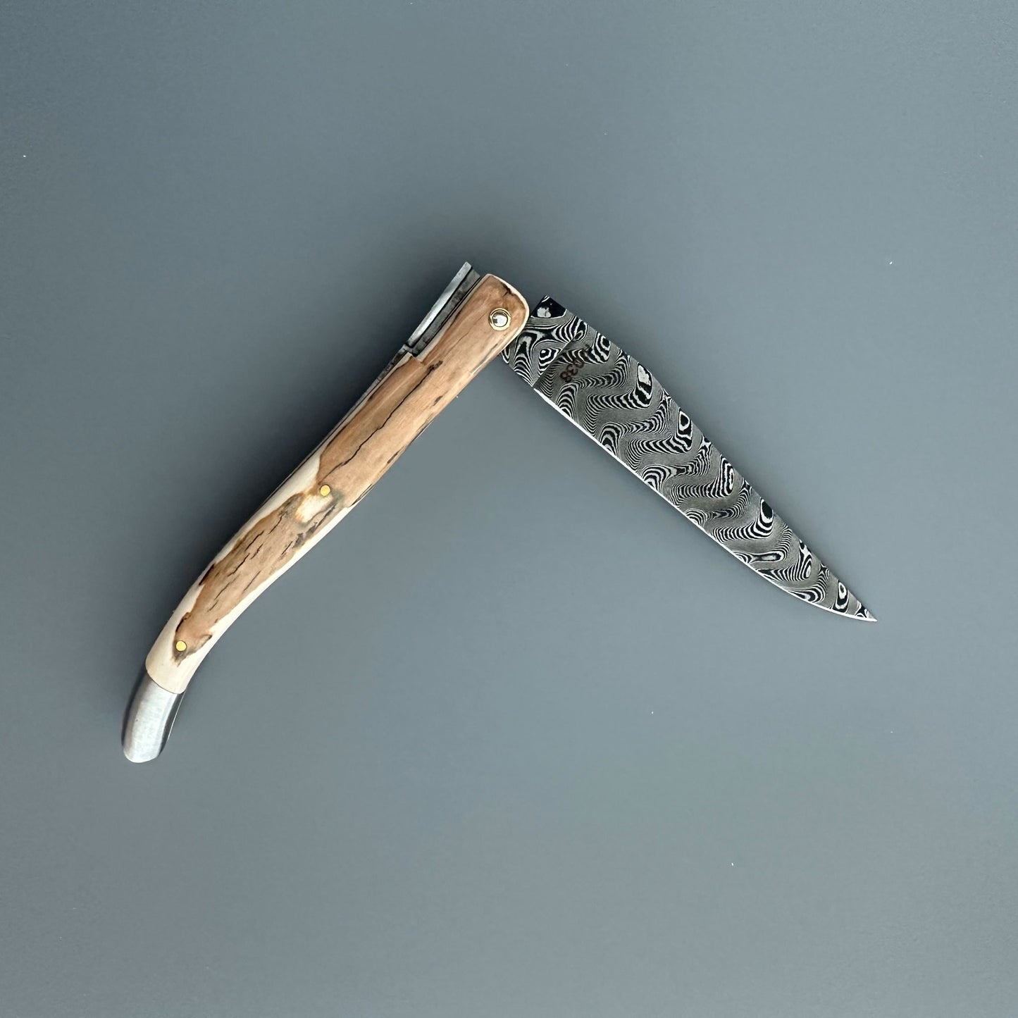 Laguiole en Aubrac — Origine Tour Eiffel Limited Edition Folding Knife | Ivory Crust Handle, Damascus Blade (Copy)