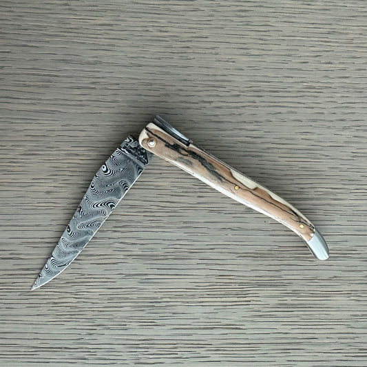 Laguiole en Aubrac — Origine Tour Eiffel Limited Edition Folding Knife | Ivory Crust Handle, Damascus Blade