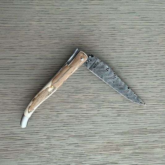 Laguiole en Aubrac — Origine Tour Eiffel Limited Edition Folding Knife | Ivory Crust Handle, Damascus Blade