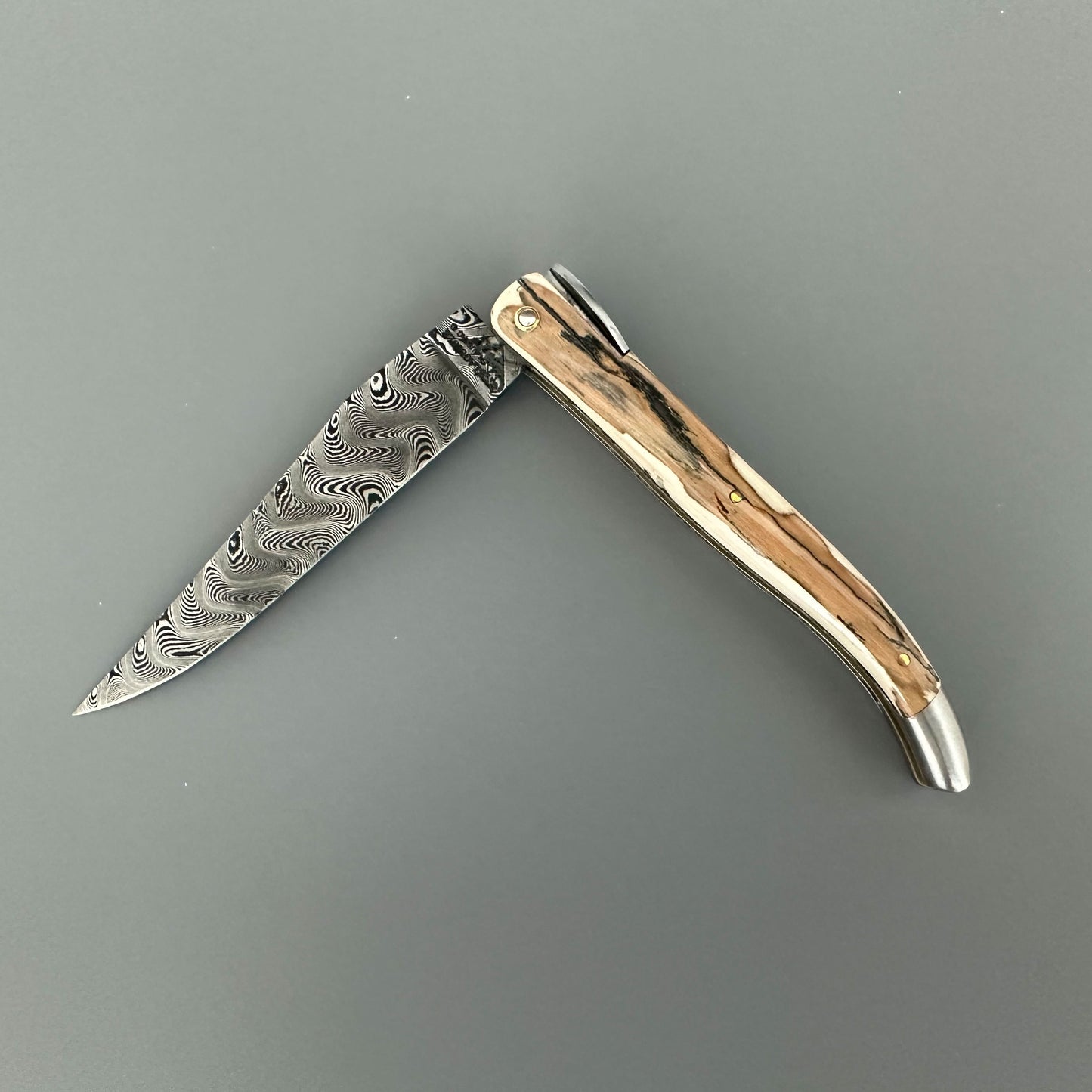 Laguiole en Aubrac — Origine Tour Eiffel Limited Edition Folding Knife | Ivory Crust Handle, Damascus Blade (Copy)