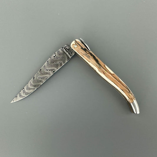 Laguiole en Aubrac — Origine Tour Eiffel Limited Edition Folding Knife | Ivory Crust Handle, Damascus Blade