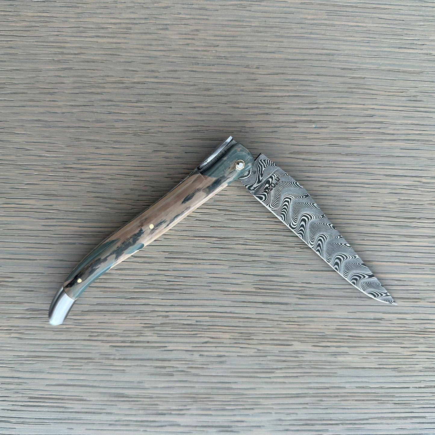Laguiole en Aubrac — Origine Tour Eiffel Limited Edition Folding Knife | Ivory Crust Handle, Damascus Blade
