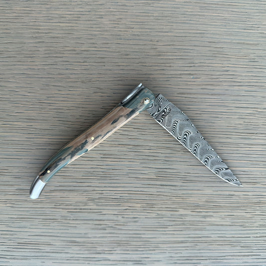 Laguiole en Aubrac — Origine Tour Eiffel Limited Edition Folding Knife | Ivory Crust Handle, Damascus Blade