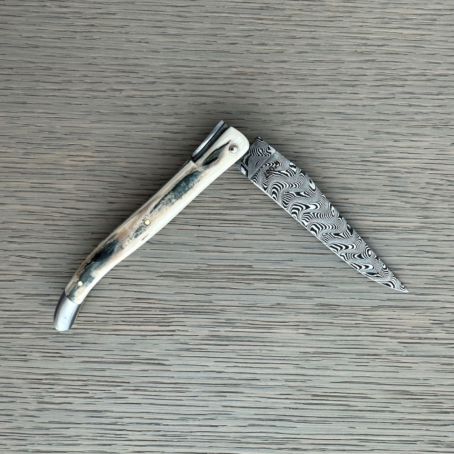 Laguiole en Aubrac — Origine Tour Eiffel Limited Edition Folding Knife | Ivory Crust Handle, Damascus Blade (Copy) (Copy)
