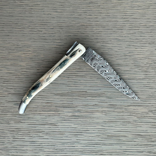 Laguiole en Aubrac — Origine Tour Eiffel Limited Edition Folding Knife | Ivory Crust Handle, Damascus Blade