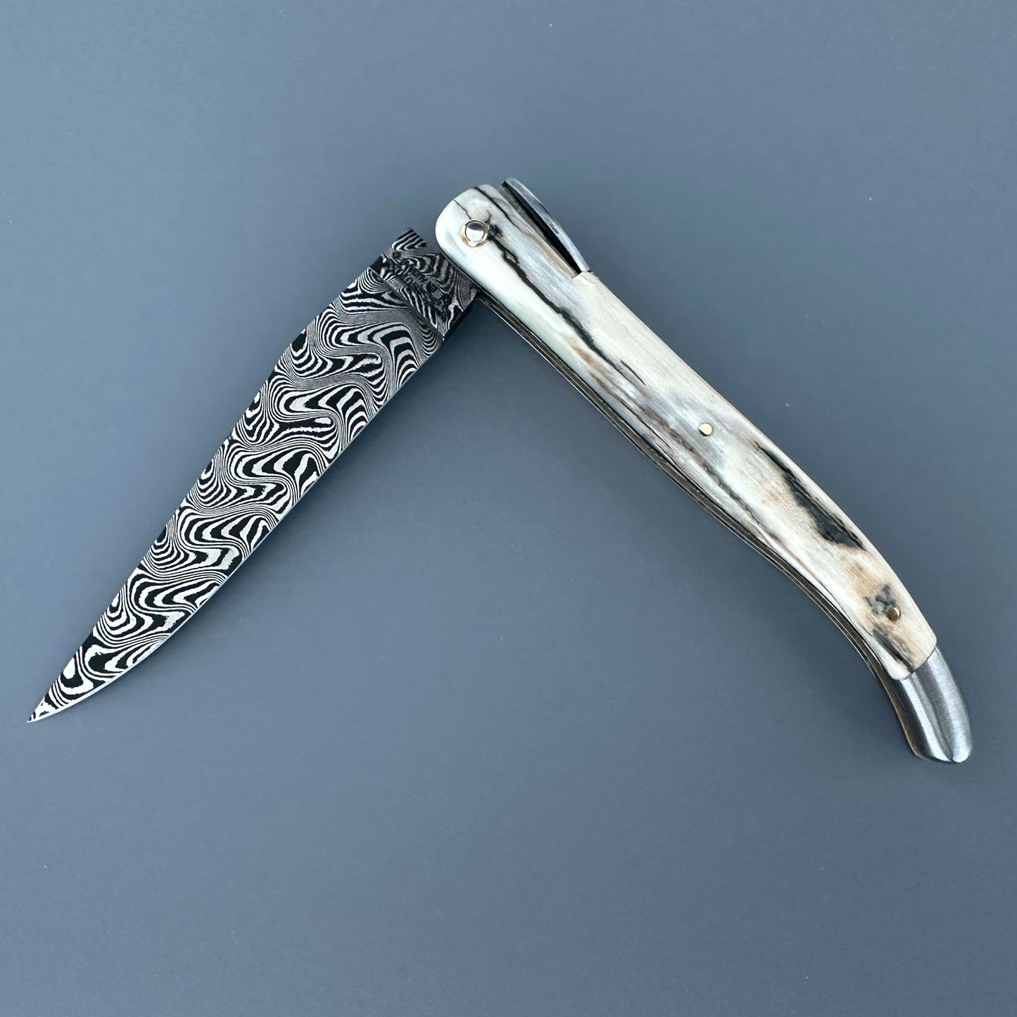 Laguiole en Aubrac — Origine Tour Eiffel Limited Edition Folding Knife | Ivory Crust Handle, Damascus Blade (Copy) (Copy)