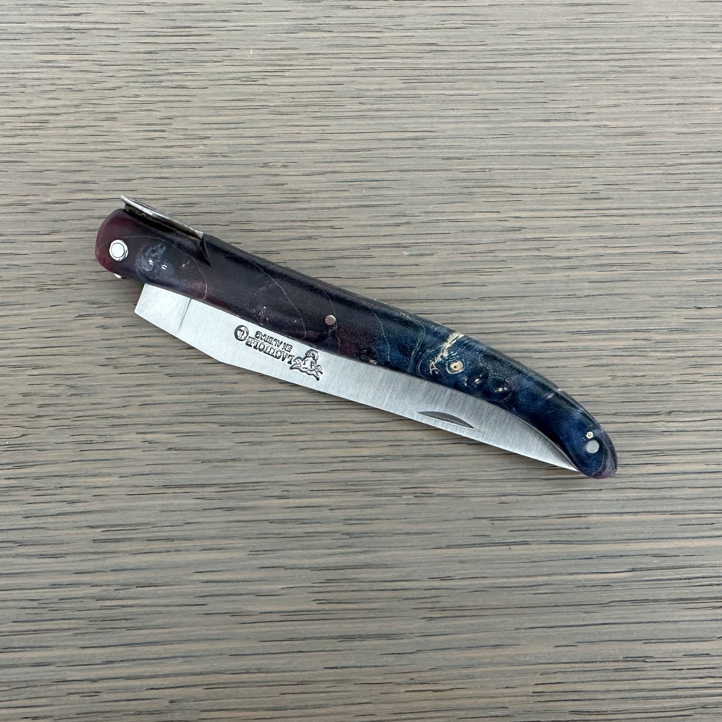 Laguiole en Aubrac Folding Knife Secret Garden Series Evergreen Bee with Elder Burl, 4.8-in