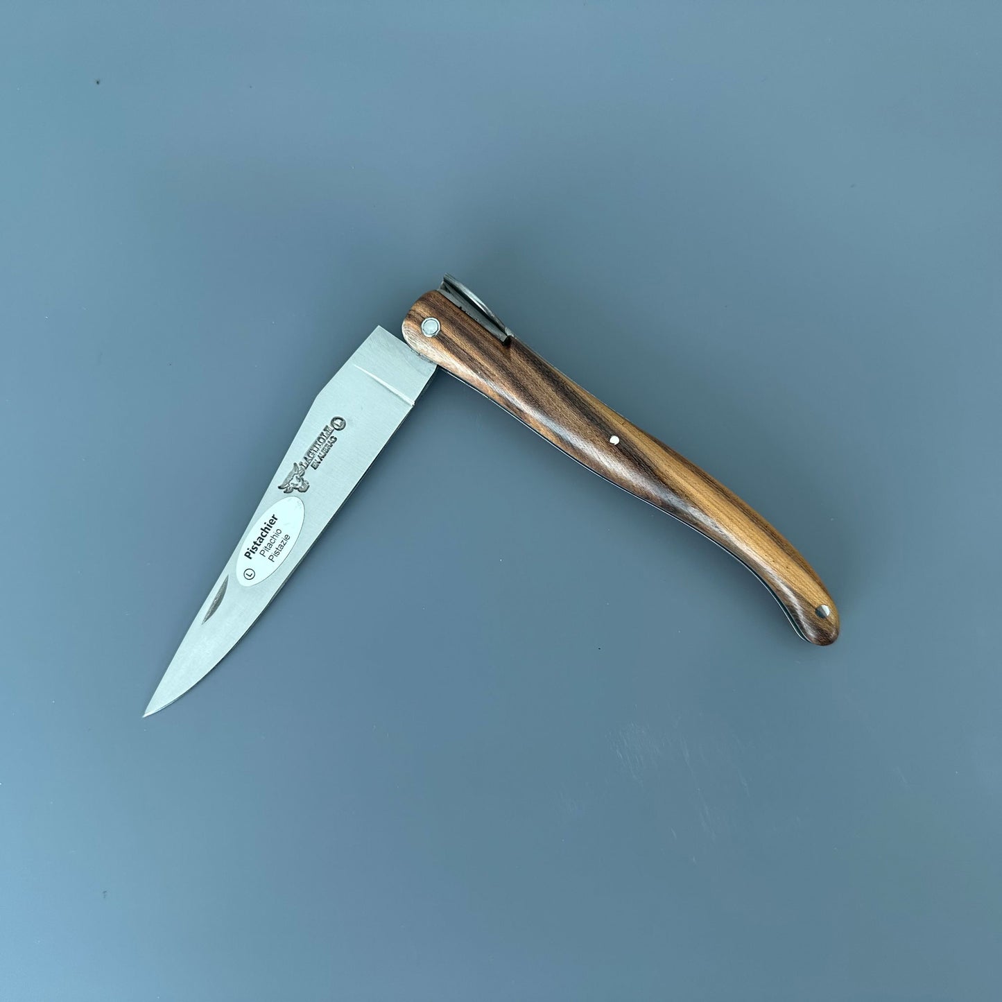 Laguiole en Aubrac Folding Knife Secret Garden Series Evergreen Bee with Pistachio Wood, 4.8-in