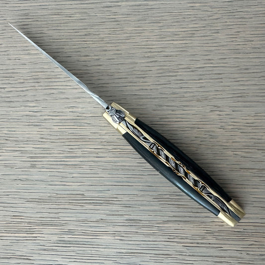 Laguiole en Aubrac Feather Series Folding Knife Double-Plated Fly # 13, Ebony