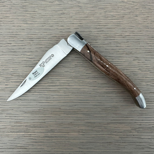 Laguiole en Aubrac Feather Series Folding Knife Double-Plated Fly # 15, Walnut Wood