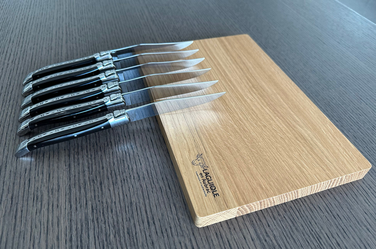 Laguiole en Aubrac Handcrafted Plated 6-Piece Steak Knife Set with Buffalo Horn Handles - LaguioleEnAubracShop