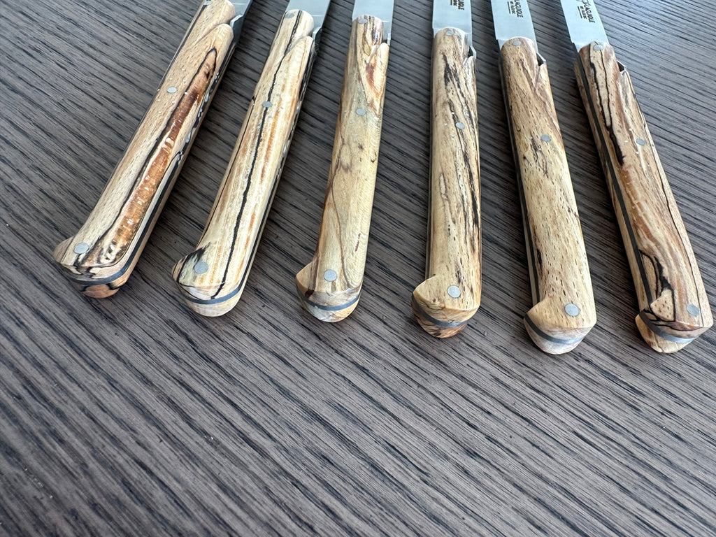 Laguiole en Aubrac Handcrafted 6-Piece Steak Knife Set with Ancestral Aubrac Wood Handles - LaguioleEnAubracShop