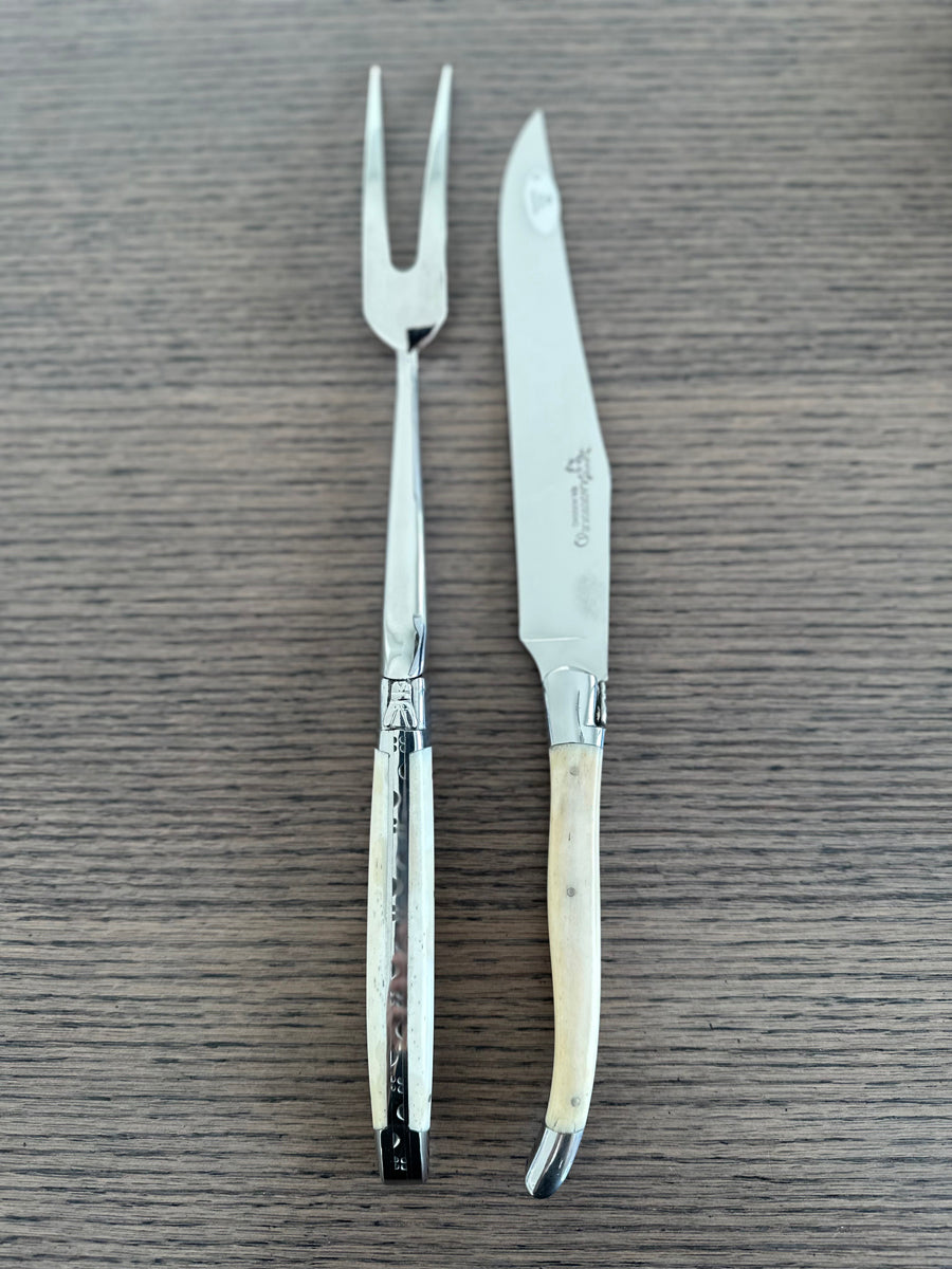 Laguiole en Aubrac Luxury 28-Piece Handcrafted Flatware Set With Bone Handles - LaguioleEnAubracShop