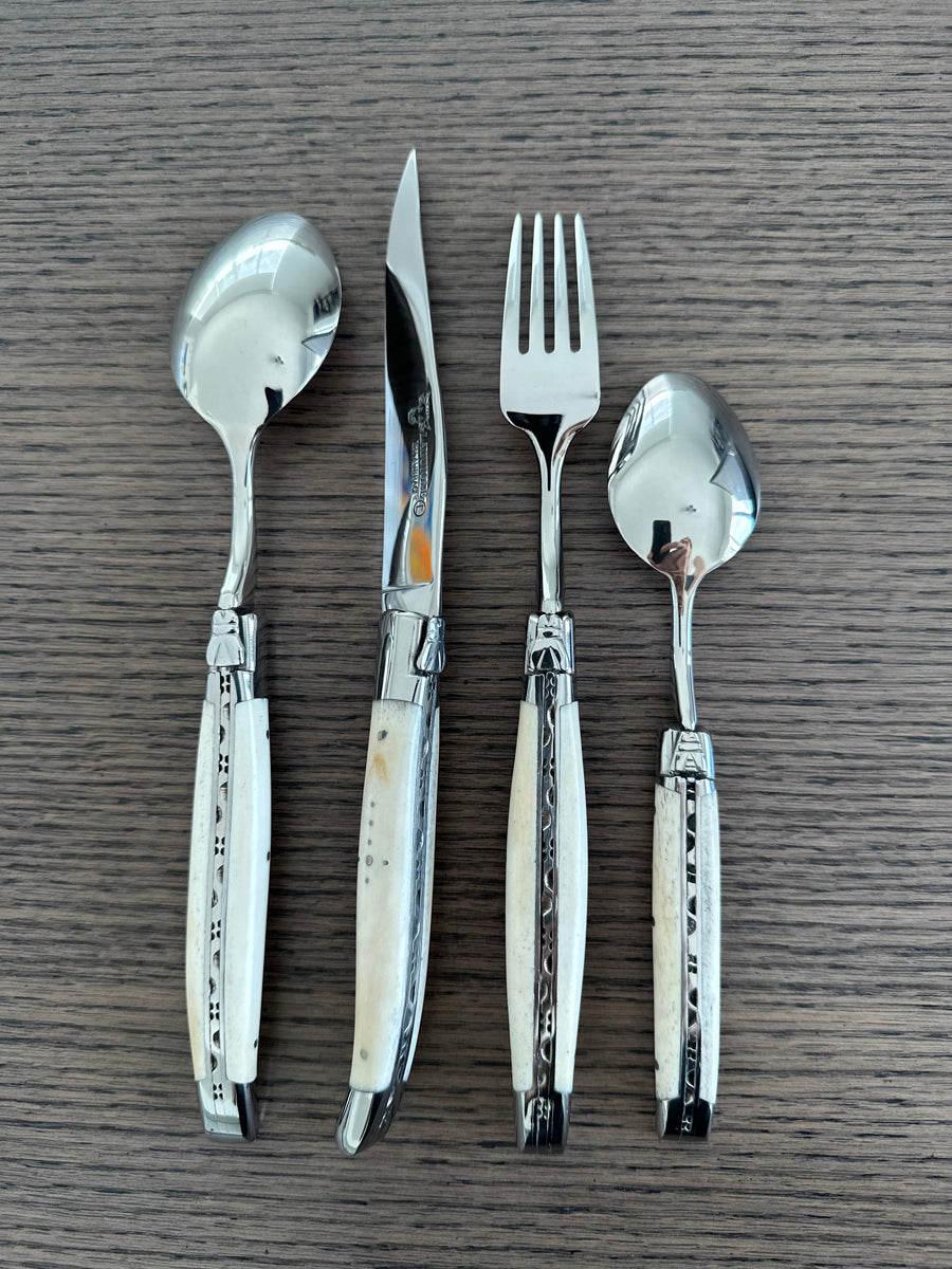 Laguiole en Aubrac Luxury 28-Piece Handcrafted Flatware Set With Bone Handles - LaguioleEnAubracShop
