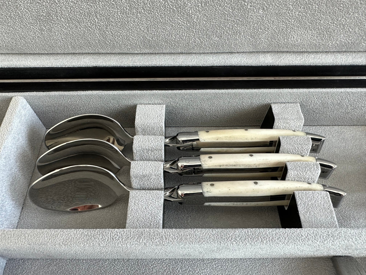 Laguiole en Aubrac Luxury 28-Piece Handcrafted Flatware Set With Bone Handles - LaguioleEnAubracShop