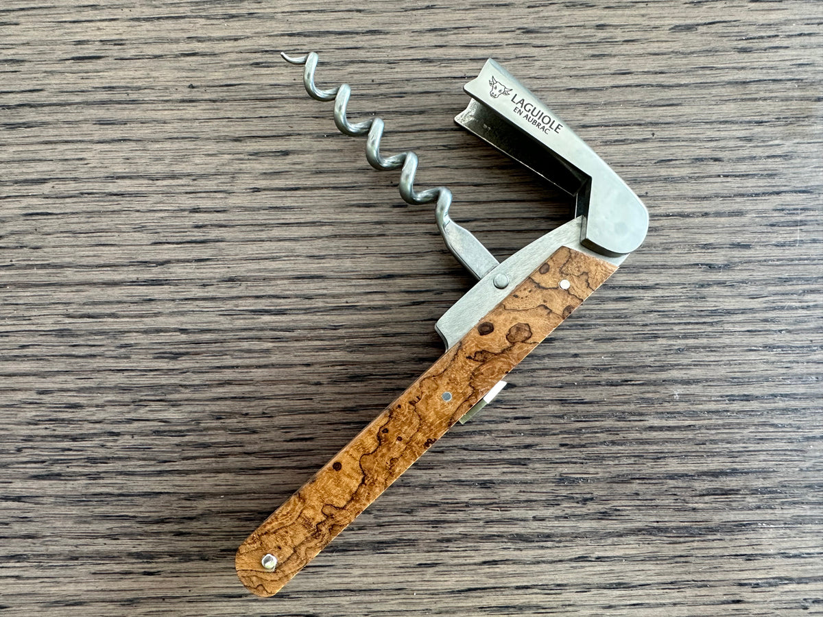 Laguiole en Aubrac Sommelier DeLuxe Waiter's Corkscrew With Teak Wood Handle, Andre & Michel Bras Edition - LaguioleEnAubracShop