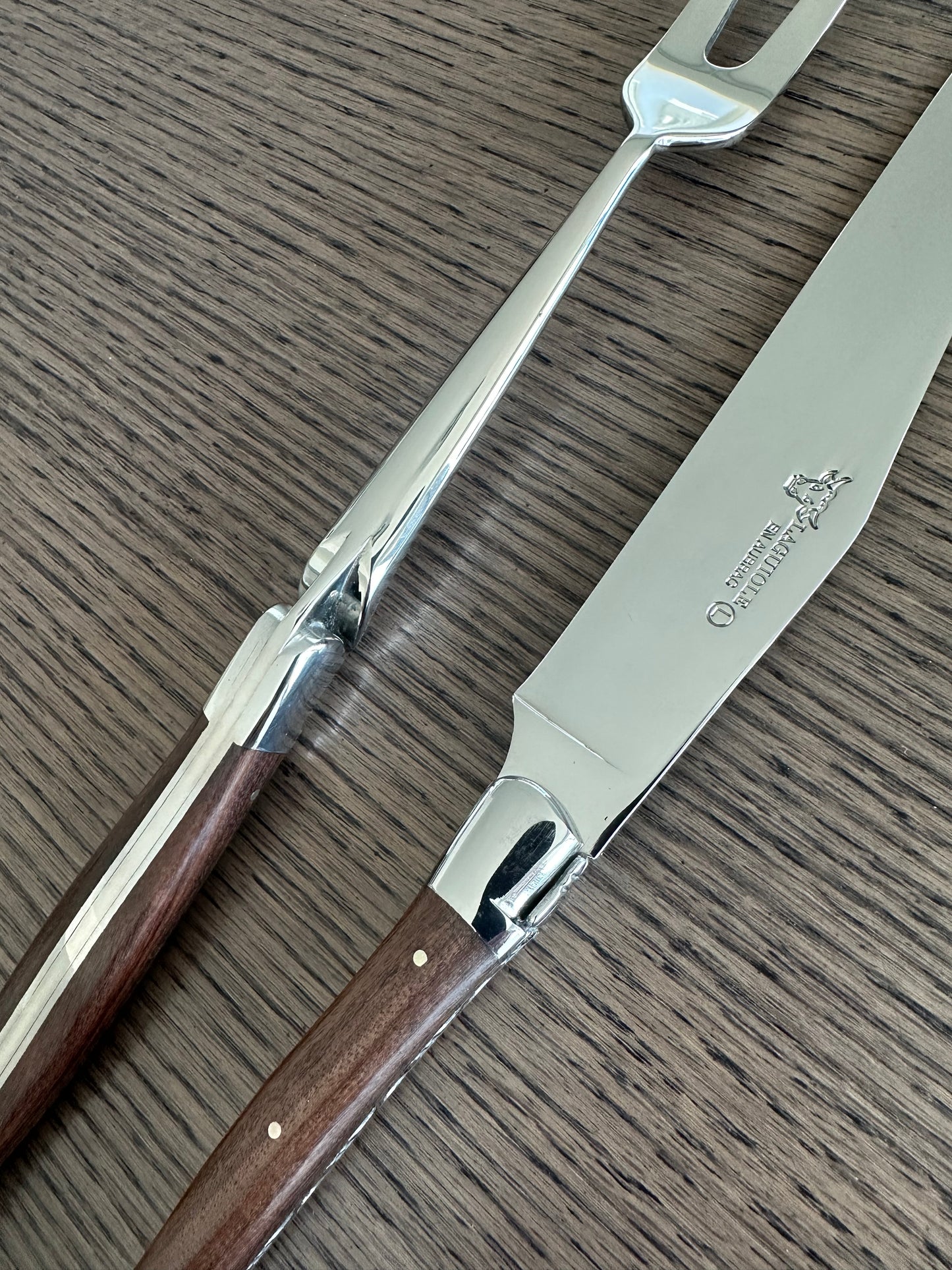 Laguiole en Aubrac Handcrafted Carving Set with Morado Rosewood Handle