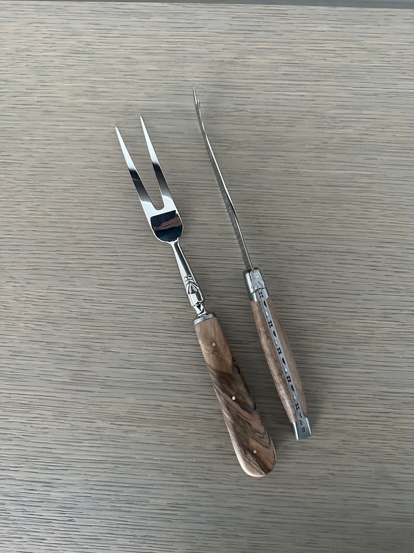 Laguiole en Aubrac Handcrafted 2-Piece Cheese Knife Set with Walnut Wood Handles