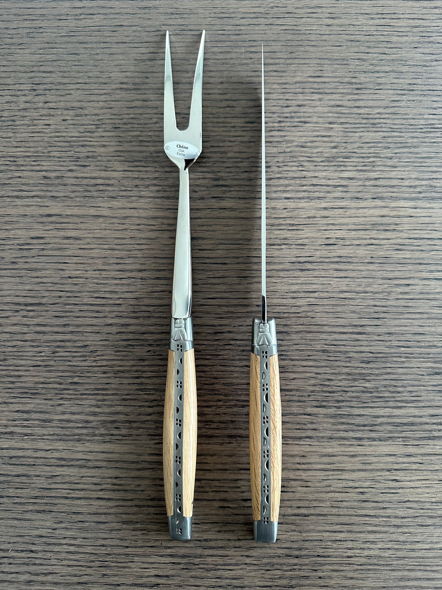 Laguiole en Aubrac Handcrafted Carving Set with Oak Wood Handles
