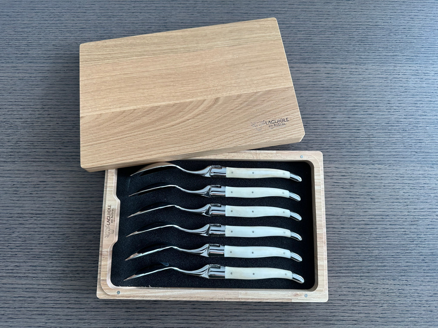 Laguiole en Aubrac Handcrafted 6-Piece Dinner Spoon Set with Bone Handles