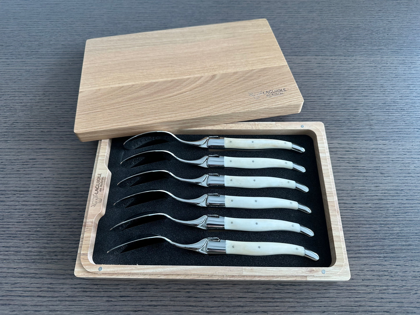 Laguiole en Aubrac Handcrafted 6-Piece Dinner Spoon Set with Bone Handles