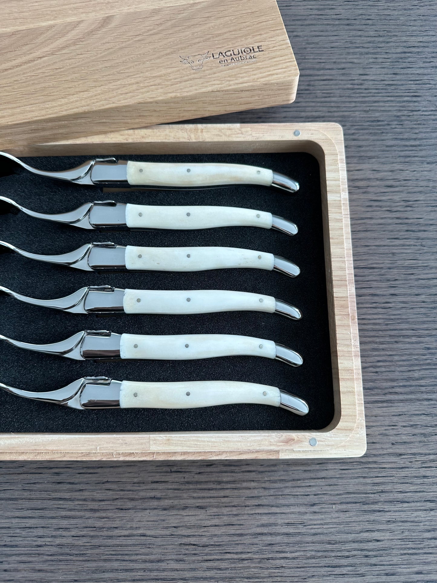 Laguiole en Aubrac Handcrafted 6-Piece Dinner Spoon Set with Bone Handles