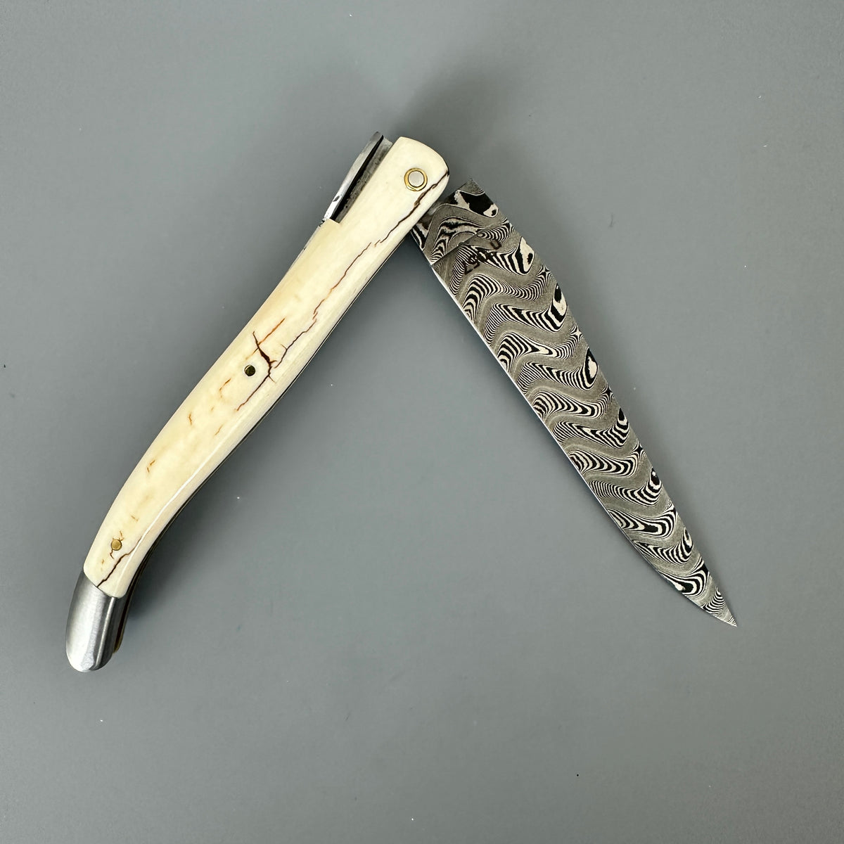 Laguiole en Aubrac — Origine Tour Eiffel Limited Edition Folding Knife | Ivory Crust Handle, Damascus Blade