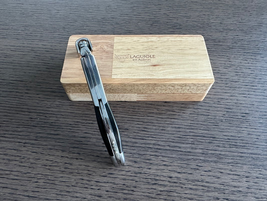 Handcrafted Sommelier Waiter's Corkscrew with Ebony Handle, Polished Bolster by Laguiole en Aubrac