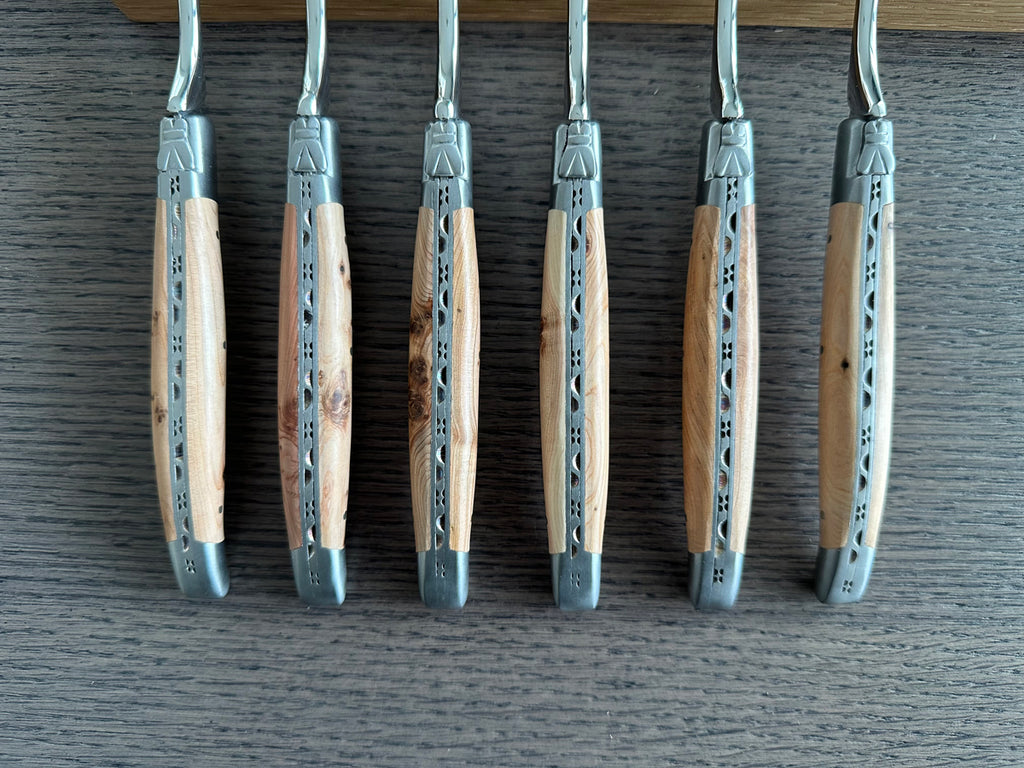 Laguiole en Aubrac Handcrafted Plated 6-Piece Fork Set With Juniper Wood Handles - LaguioleEnAubracShop